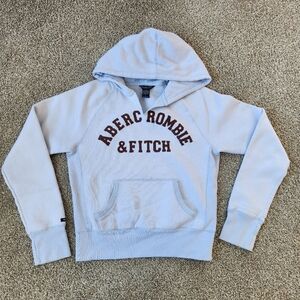 LIKE NEW Abercrombie & Fitch Light Blue Hoodie With Brown Patch Writing Size L